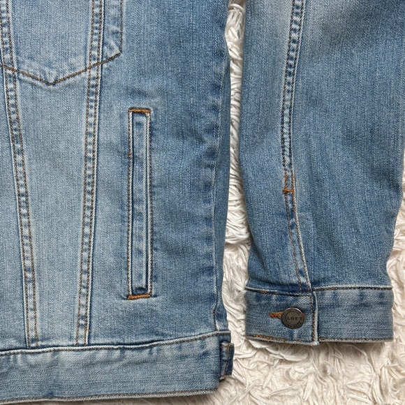 🎉2X HP🎉 Loft Jean Jacket with Sherpa Lining 💗 Blue & Ivory - Picture 10 of 15